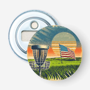 Vintage American Flag Disc Golf Vintage Sun Bottle Opener