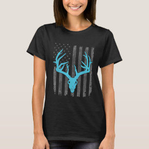 Vintage American Flag Elk Hunting Funny Usa Bow Hu T-Shirt