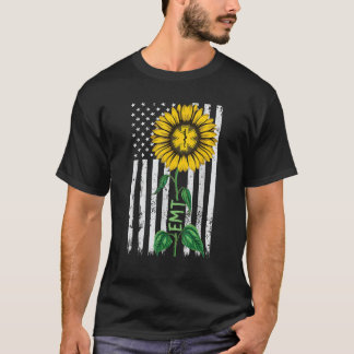 Vintage American Flag EMT Sunflower Hippie EMT Nur T-Shirt