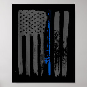 Vintage American Flag Fishing Shirt Fishing Tank T Poster