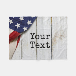 Vintage American Flag Fleece Blanket