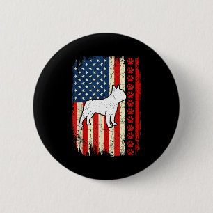 Vintage american flag french bulldog patriotic 2 inch round button