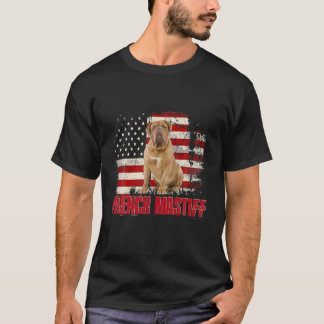 Vintage American Flag French Mastiff Dog Lover T-Shirt