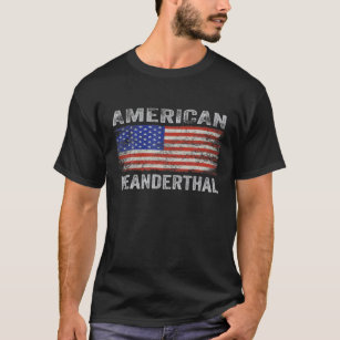 Vintage American Flag Funny American Neanderthal T-Shirt