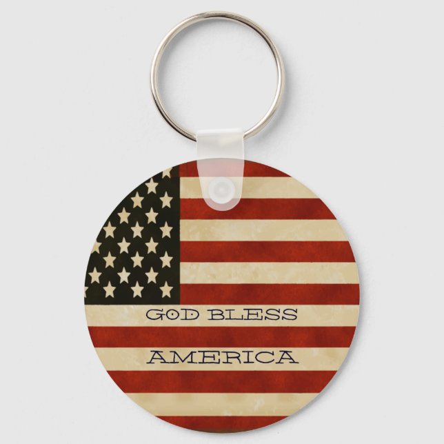 Vintage American Flag GIFTS Keychain (Front)