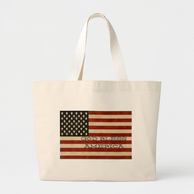 Vintage American Flag GIFTS Large Tote Bag (Front)