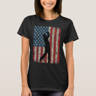 Vintage American Flag Golf 4th Of July T-Shirt