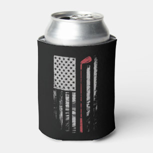 Vintage American Flag Golf Club Gift Golfer  Can Cooler