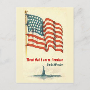 Vintage American Flag Gratitude Postcard