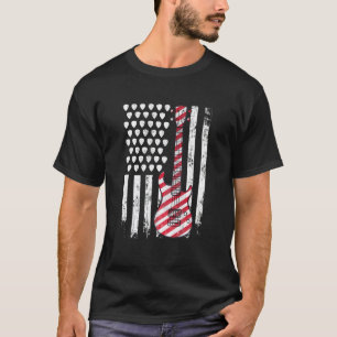 Vintage American Flag Guitar Player For 4th Of Jul T-Shirt