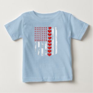 Vintage American Flag Heart Family Matching outfit Baby T-Shirt