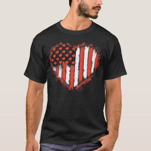 Vintage American Flag Hearts T-Shirt