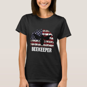 Vintage American Flag Honey Bee Beekeeping Beekeep T-Shirt