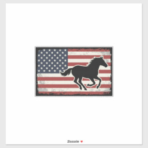 Vintage American Flag Horse Vector Art Design