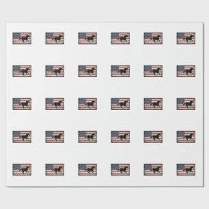 Vintage American Flag Horse Vector Art Design Wrapping Paper
