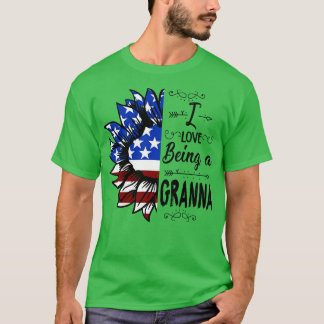 Vintage American Flag I Love Being A Granna Happy T-Shirt