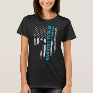 Vintage American Flag I'm A Proud Pitbull Grandma T-Shirt