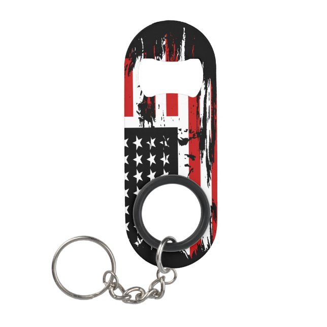 Vintage American Flag Keychain Bottle Opener (Front)