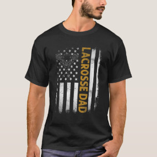 Vintage American Flag Lacrosse Dad Fun Father's Da T-Shirt