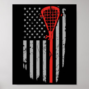 Vintage American Flag Lacrosse Youth Apparel  Poster