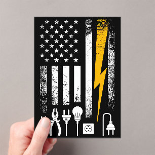 Vintage American Flag Lineman Electrician Tools Acrylic Invitations