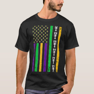 Vintage American Flag Mardi Gras Crawfish Cute Mar T-Shirt