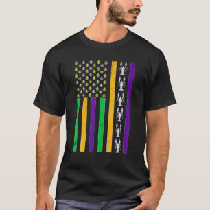 Vintage American Flag Mardi Gras Crawfish Unique M T-Shirt
