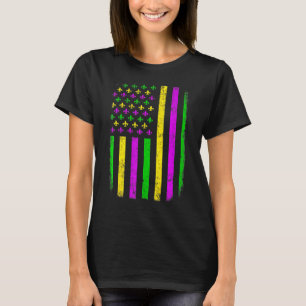 Vintage American Flag Mardi Gras Retro Fleur De Ly T-Shirt
