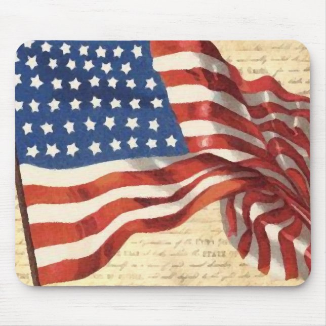Vintage American Flag Mouse Pad (Front)