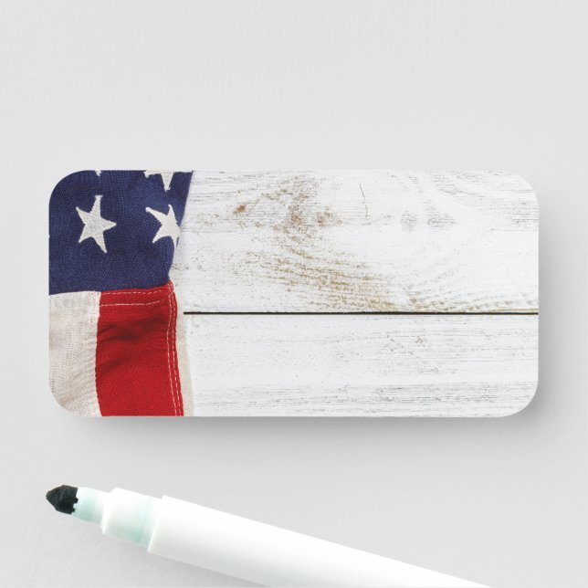 Vintage American Flag Name Tag (In Situ)