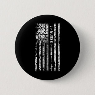Vintage American Flag Nurse  2 Inch Round Button