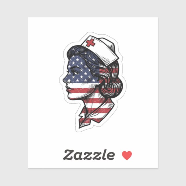 Vintage American Flag Nurse Profile Vector Design_ (Sheet)