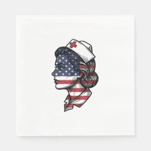 Vintage American Flag Nurse Profile Vector Design_ Napkin