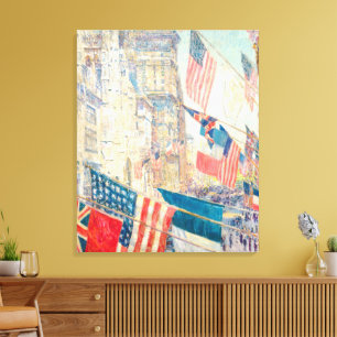 Vintage American Flag NYC 5th Ave Patriotic Art Canvas Print