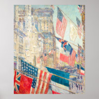 Vintage American Flag NYC 5th Ave Patriotic Art