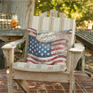 Vintage American Flag Outdoor Pillow