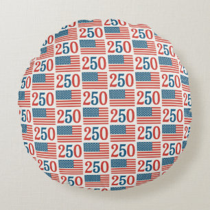 Vintage American Flag pillow. Patriotic 1776-2026 Round Pillow