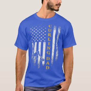 Vintage American Flag Proud Curling Dad Curler T-Shirt