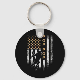 Vintage American Flag Proud Lacrosse Pop Pop Lax S Keychain