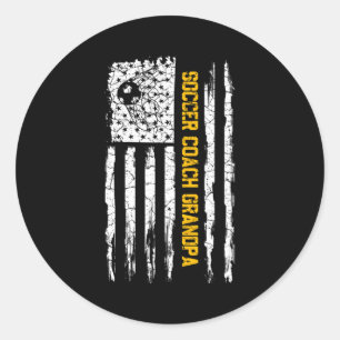 Vintage American Flag Proud Soccer Coach Grandpa S Classic Round Sticker