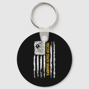 Vintage American Flag Proud Soccer Coach Grandpa S Keychain