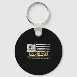 Vintage American Flag Proud Soccer Mom Football Si Keychain