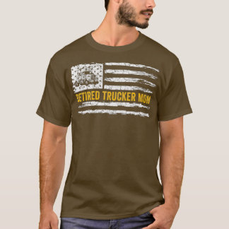 Vintage American Flag Retired Trucker Mom T-Shirt