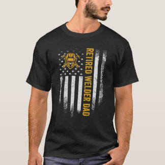 Vintage American Flag Retired Welder Dad Welding R T-Shirt