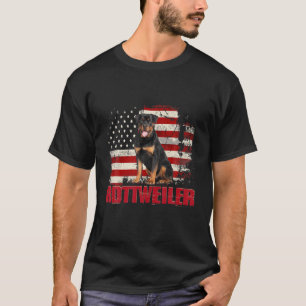 Vintage American Flag Rottweiler Dog Lover T-Shirt