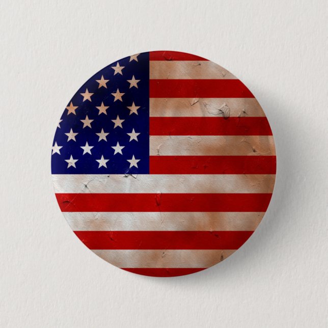 Vintage American Flag Round Button (Front)