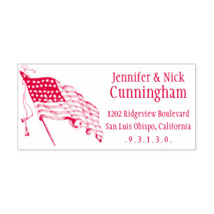 Vintage American Flag SelfInk Return Address Stamp