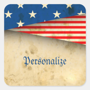 Vintage American Flag Square Sticker