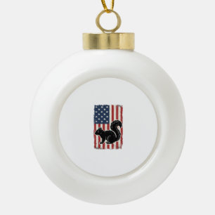 Vintage American Flag Squirrel Patriotic Shirt Des Ceramic Ball Christmas Ornament