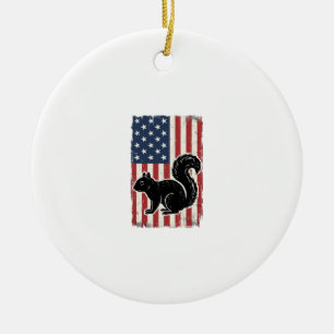Vintage American Flag Squirrel Patriotic Shirt Des Ceramic Ornament